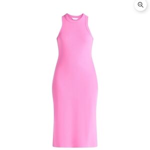 NWT Time and Tru Sleeveless High Neck Ribbed Midi Dress Side Slits Large Pink